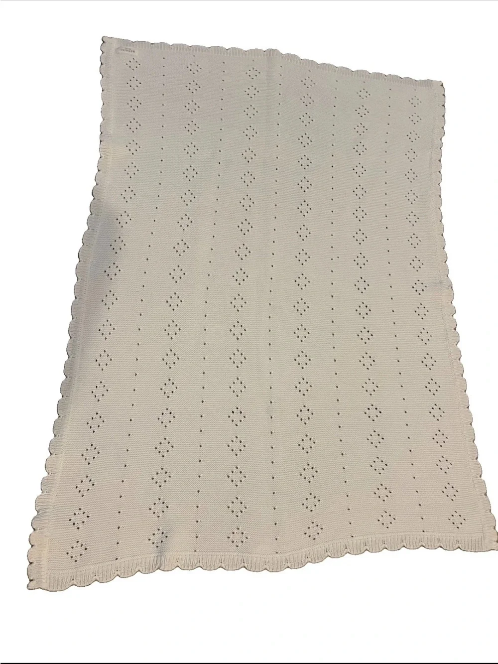 Bambini Knitted Baby Blanket In White Smoke Free Pet Free Nursery Baby Shower